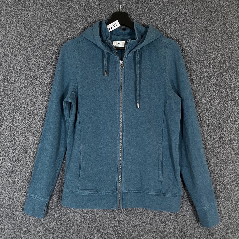 Pact Organic Cotton Full Zip Hoodie Jacket - Women's Size M - Teal Green Blue